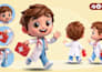 create 3d cute character, mascot, cartoon, for animation